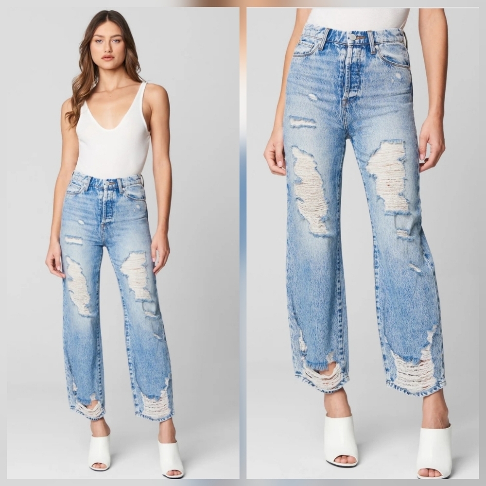 ❤️ NWOT! BLANK NYC BAXTER RIBCAGE HIGH RISE STRAIGHT LEG JEANS - TIED UP, 4 (27)